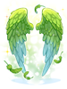 Costume Wavy Green Angel Wings